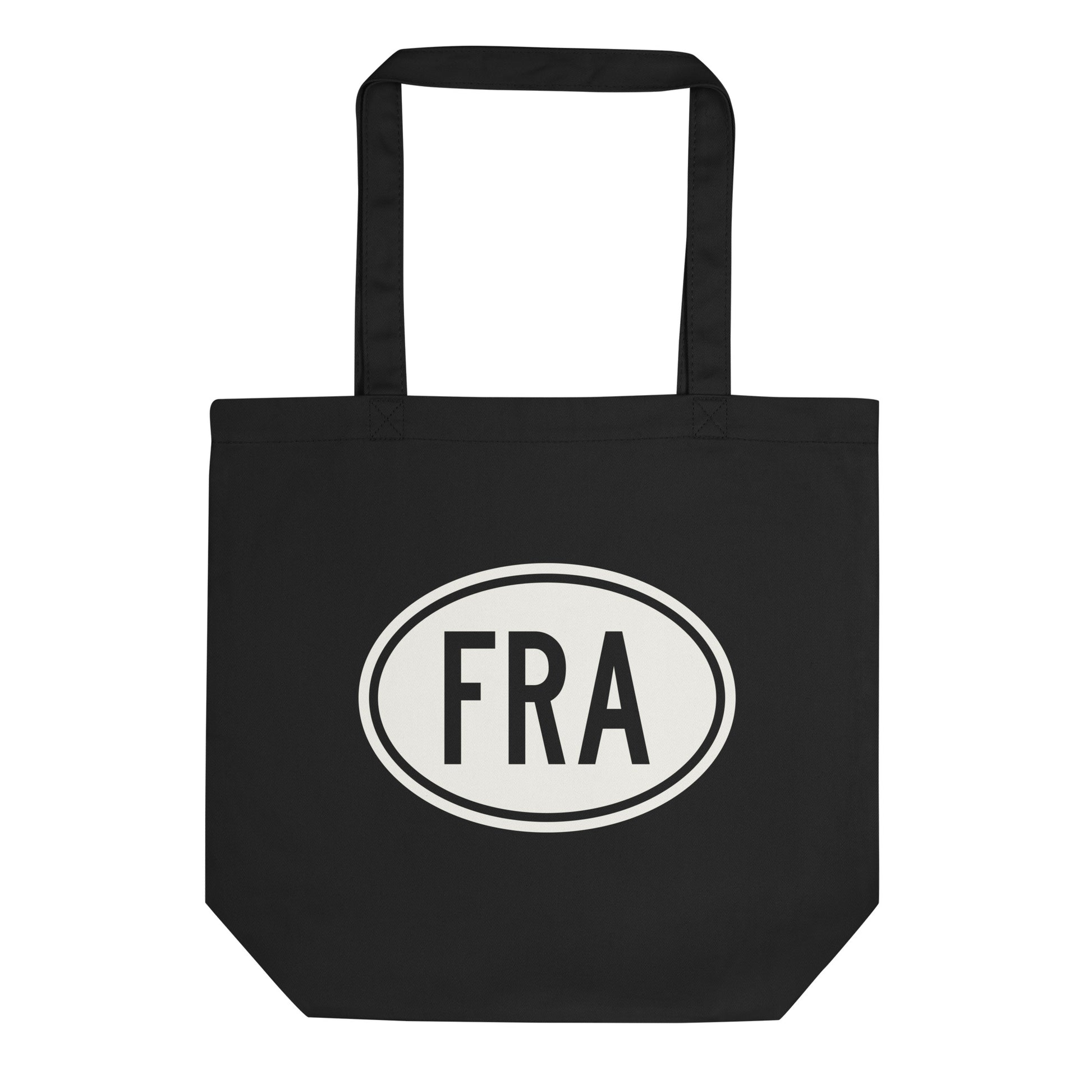Unique Travel Gift Organic Tote - White Oval • FRA Frankfurt Souvenir • YHM Designs - Image 01