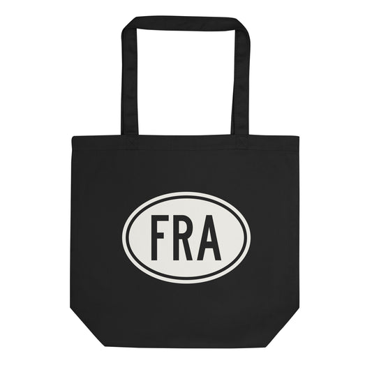 Unique Travel Gift Organic Tote - White Oval • FRA Frankfurt Souvenir • YHM Designs - Image 01