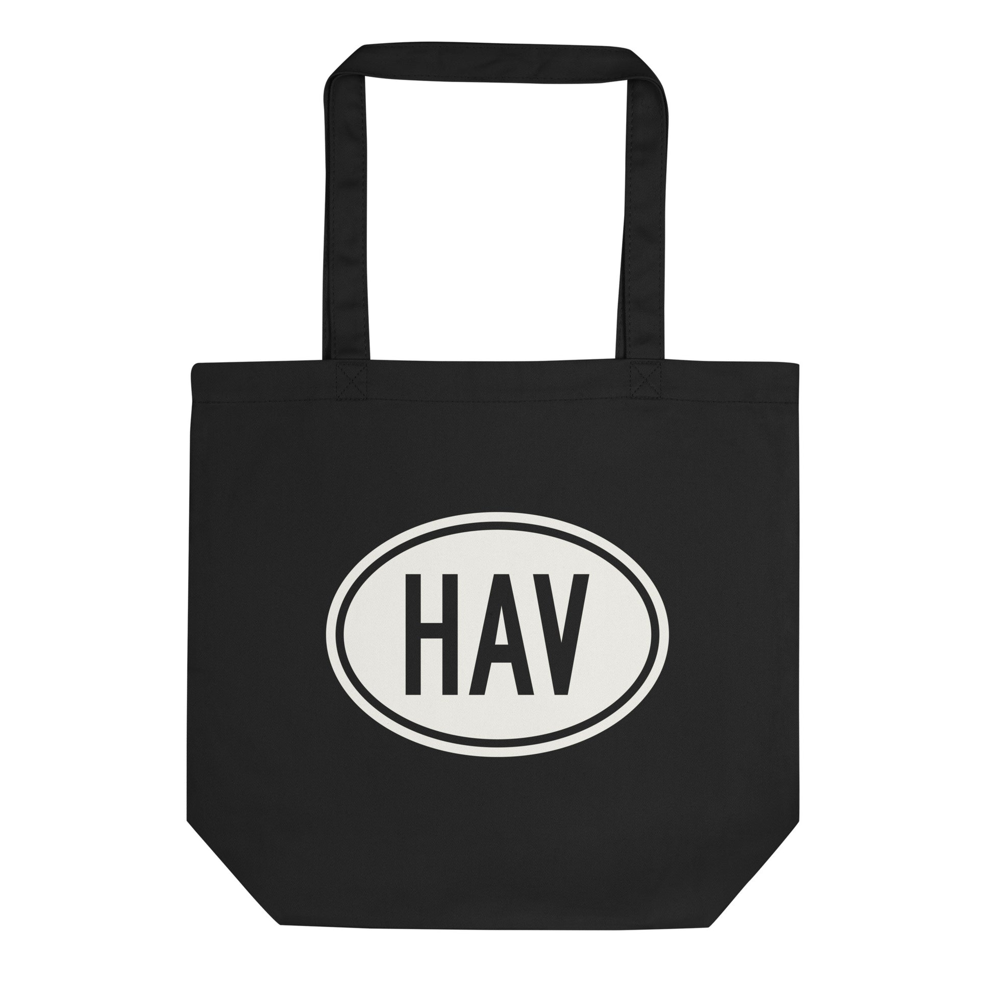 Unique Travel Gift Organic Tote - White Oval • HAV Havana • YHM Designs - Image 01