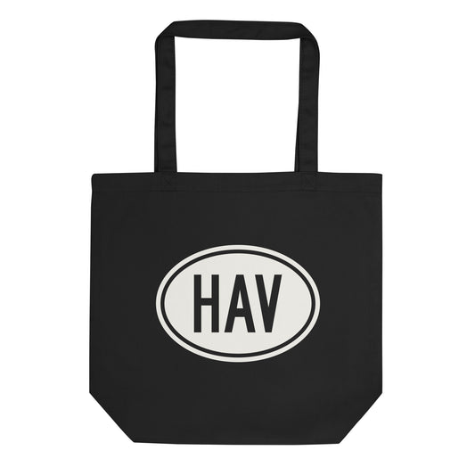 Unique Travel Gift Organic Tote - White Oval • HAV Havana Souvenir • YHM Designs - Image 01