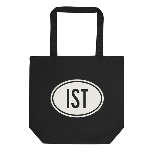 Unique Travel Gift Organic Tote - White Oval • IST Istanbul Souvenir • YHM Designs - Image 01
