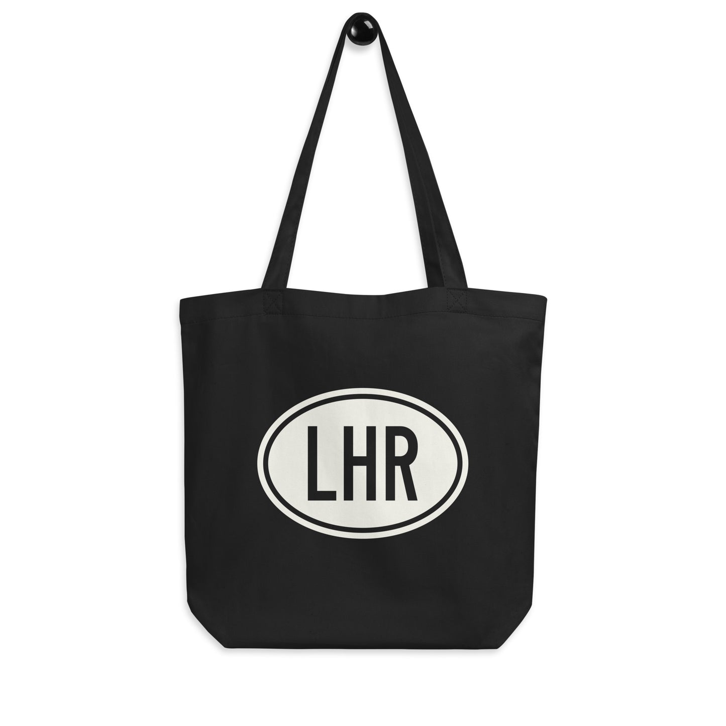 Unique Travel Gift Organic Tote - White Oval • LHR London • YHM Designs - Image 04