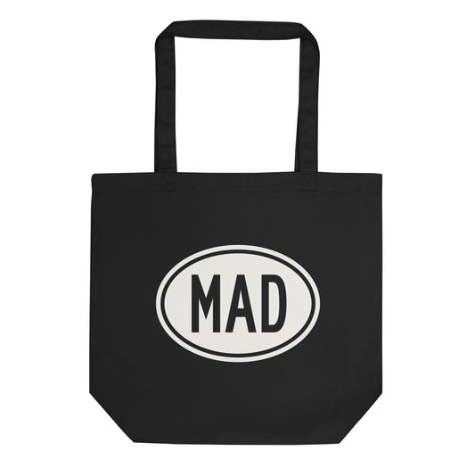 Unique Travel Gift Organic Tote - White Oval • MAD Madrid • YHM Designs - Image 01