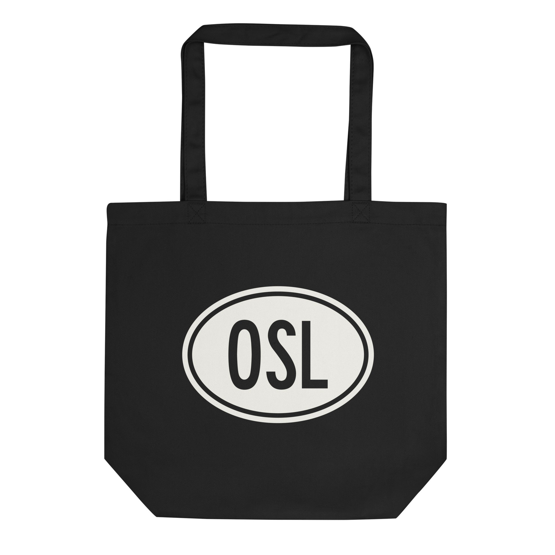 Unique Travel Gift Organic Tote - White Oval • OSL Oslo Souvenir • YHM Designs - Image 01