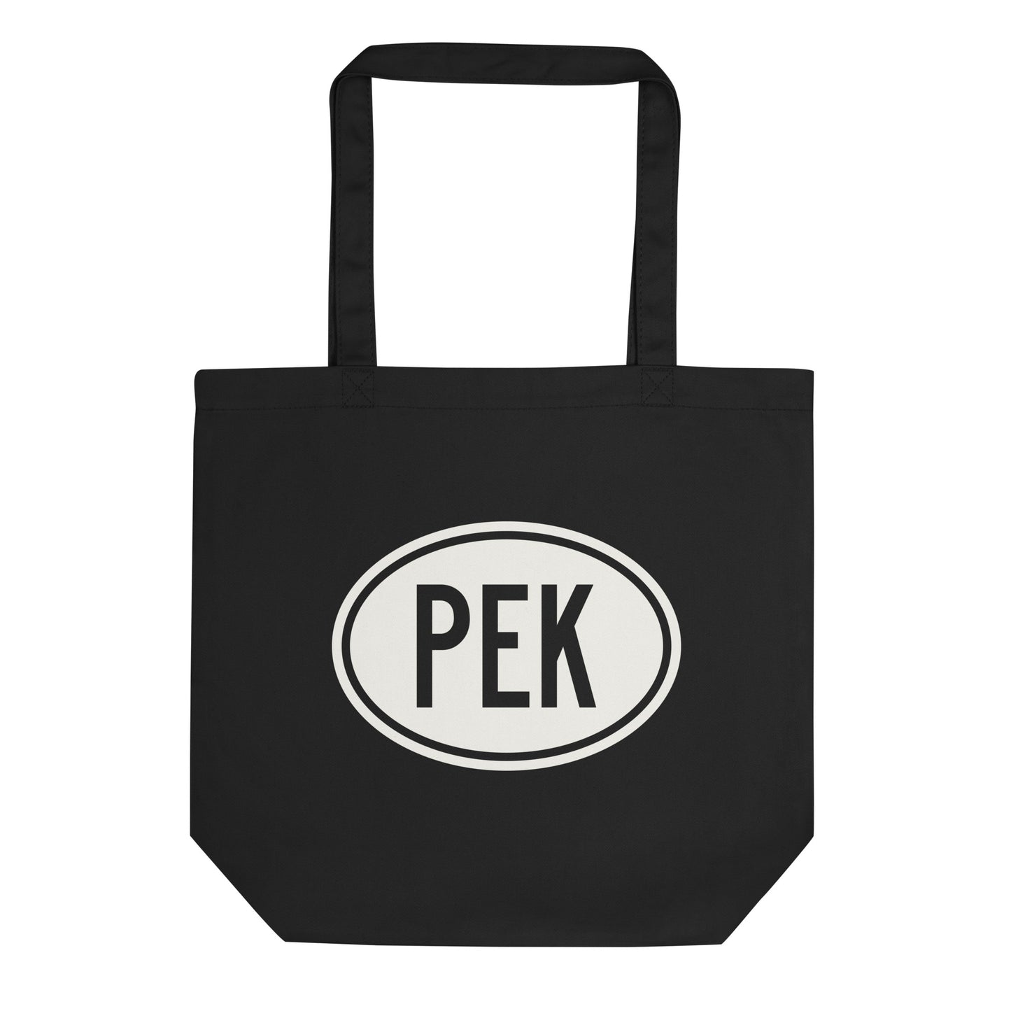 Unique Travel Gift Organic Tote - White Oval • PEK Beijing Souvenir • YHM Designs - Image 01