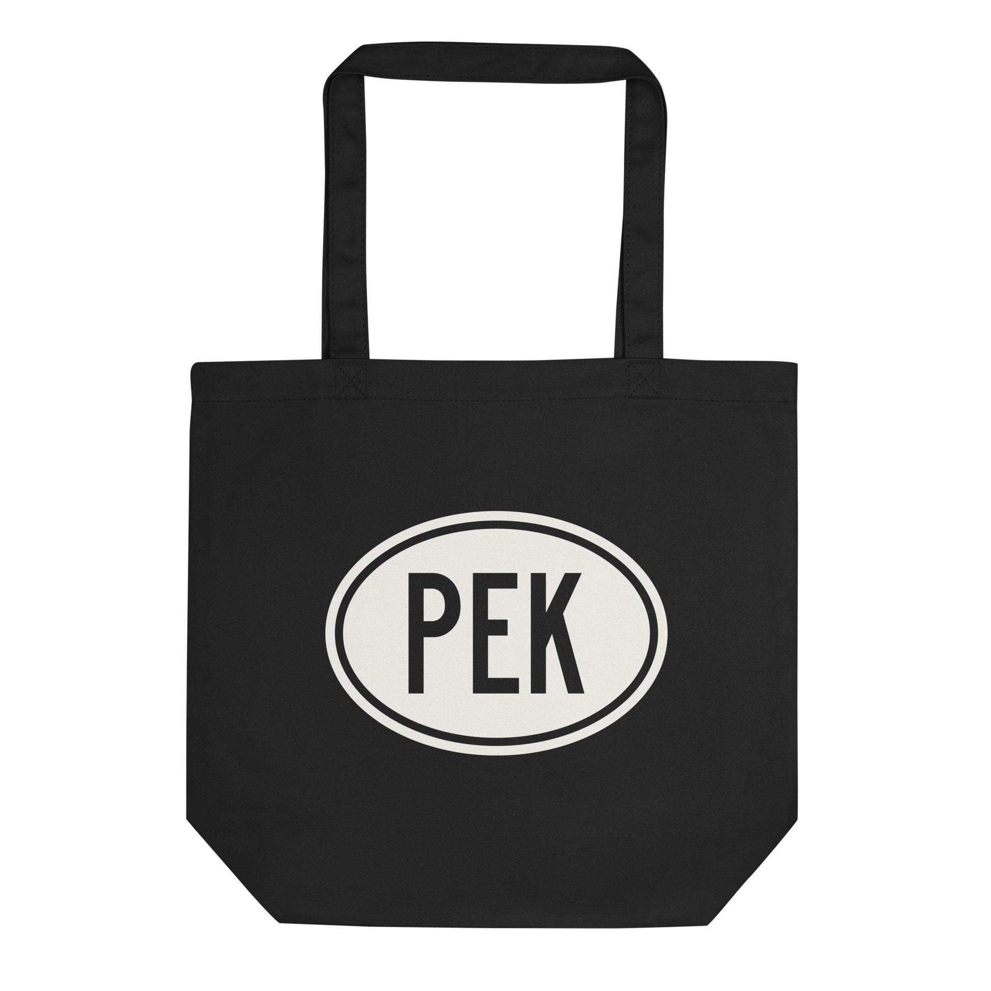 Unique Travel Gift Organic Tote - White Oval • PEK Beijing Souvenir • YHM Designs - Image 01