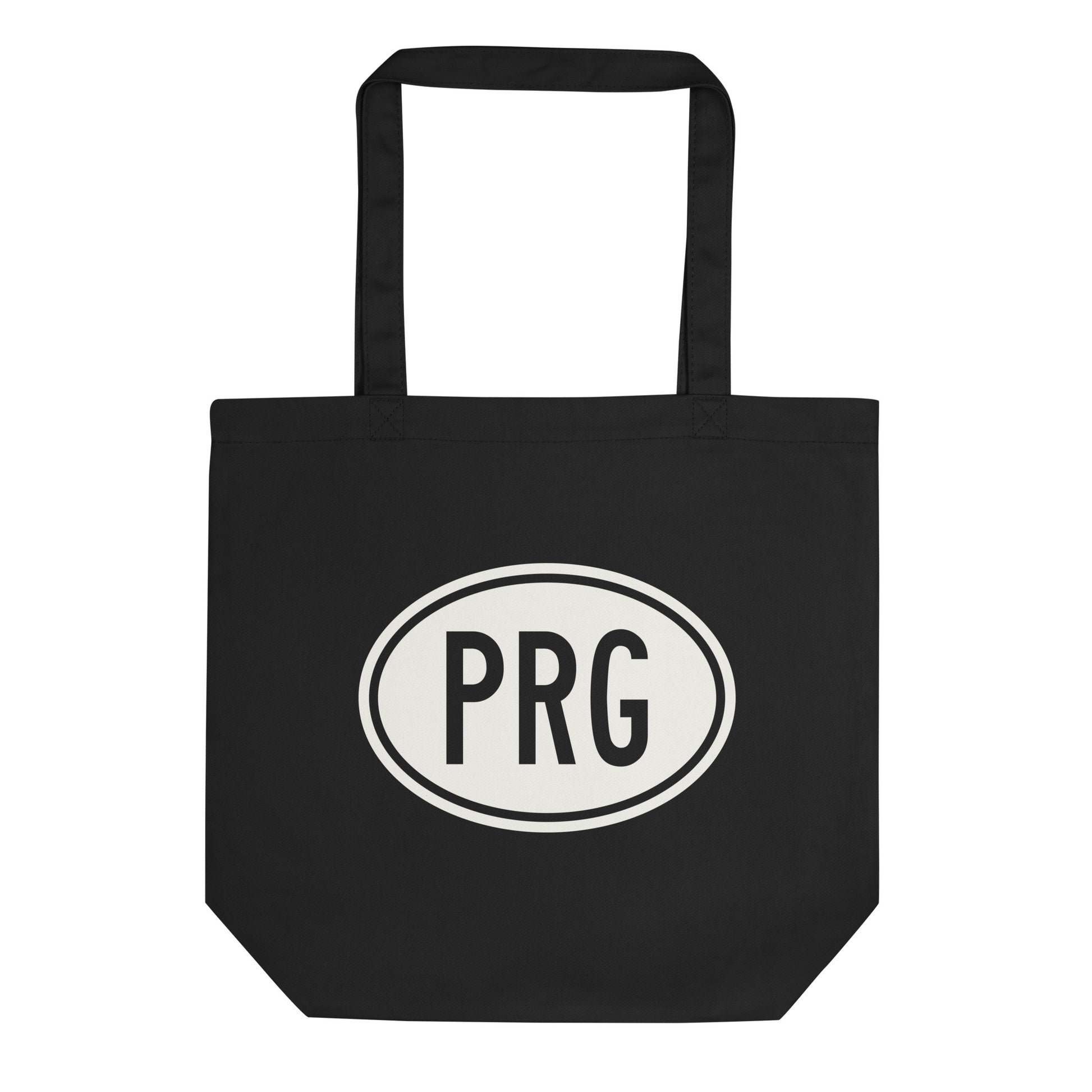 Unique Travel Gift Organic Tote - White Oval • PRG Prague Souvenir • YHM Designs - Image 01