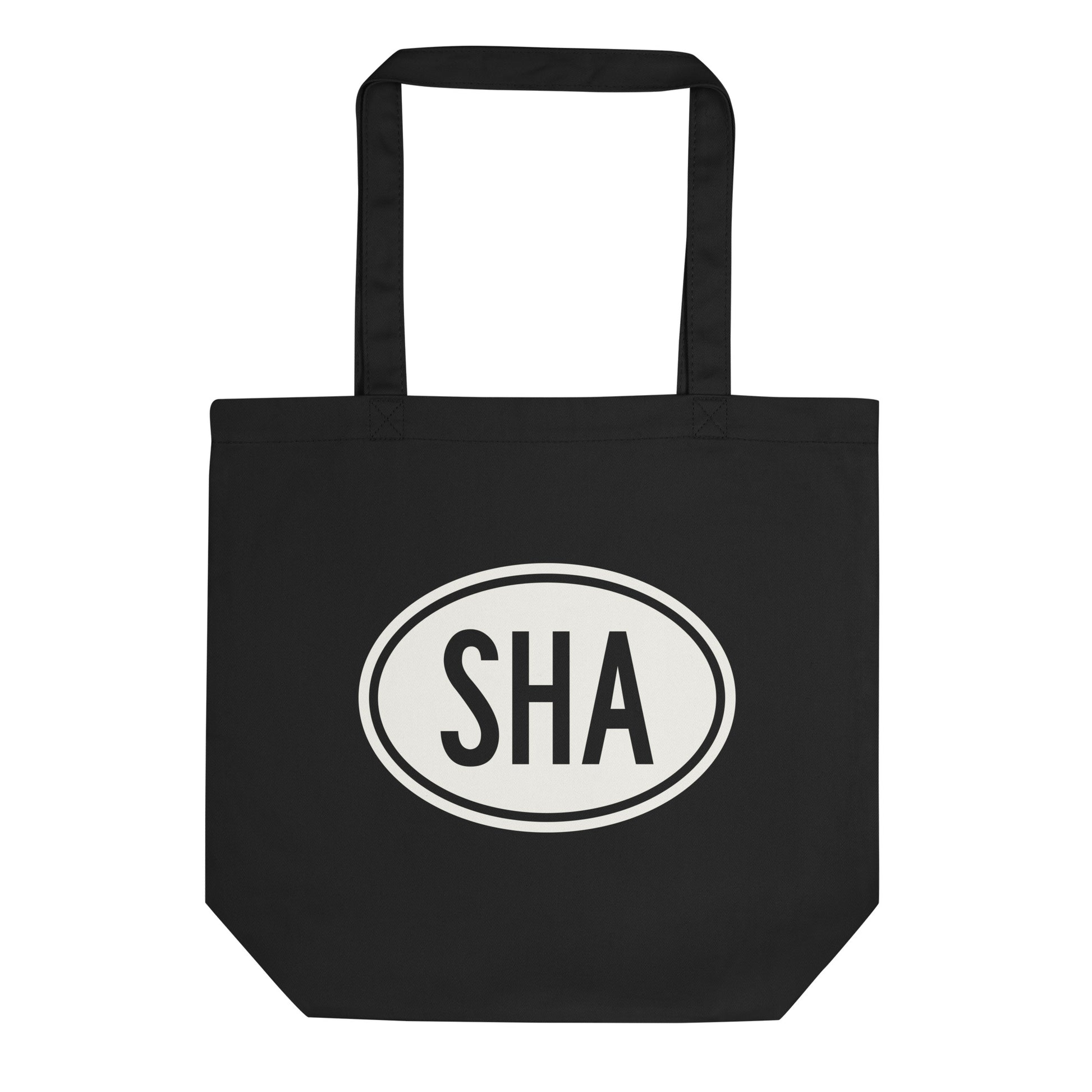Unique Travel Gift Organic Tote - White Oval • SHA Shanghai Souvenir • YHM Designs - Image 01
