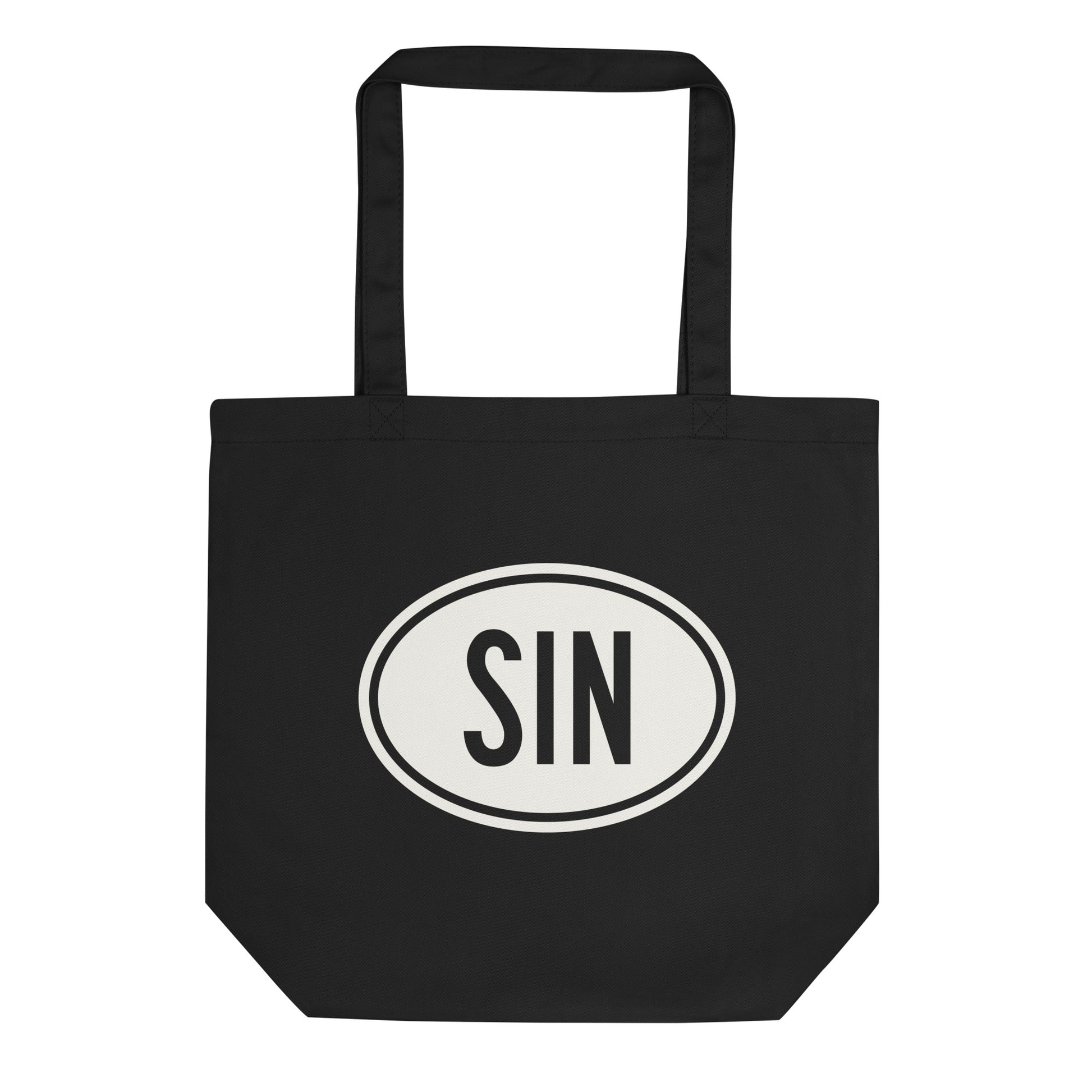 Unique Travel Gift Organic Tote - White Oval • SIN Singapore • YHM Designs - Image 01