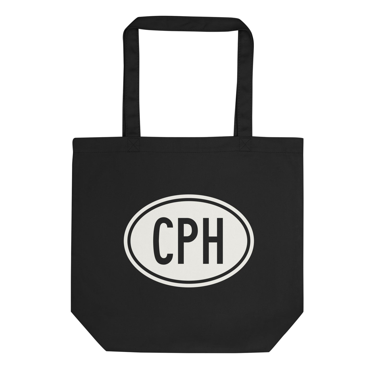 Unique Travel Gift Organic Tote - White Oval • CPH Copenhagen Souvenir • YHM Designs - Image 01