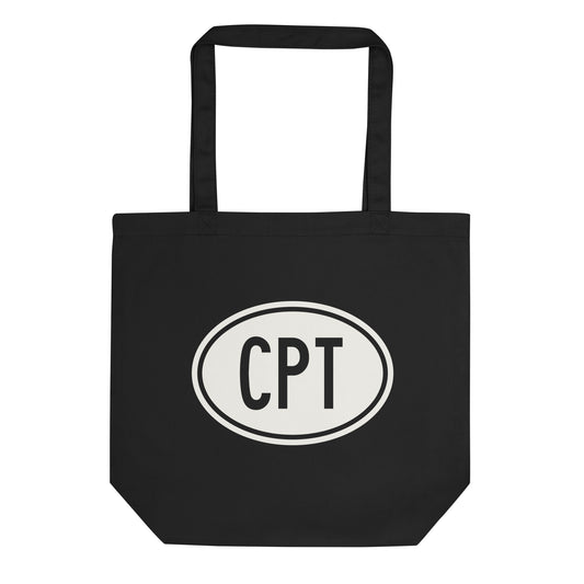Unique Travel Gift Organic Tote - White Oval • CPT Cape Town Souvenir • YHM Designs - Image 01