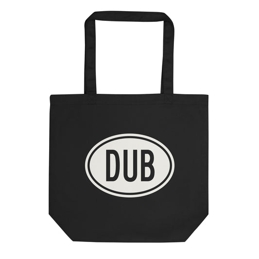 Unique Travel Gift Organic Tote - White Oval • DUB Dublin Souvenir • YHM Designs - Image 01