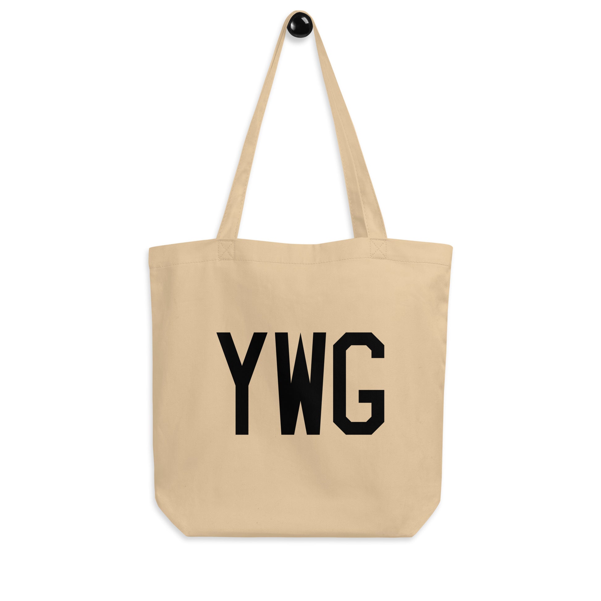 Airport Code Organic Tote - Black • YWG Winnipeg • YHM Designs - Image 04