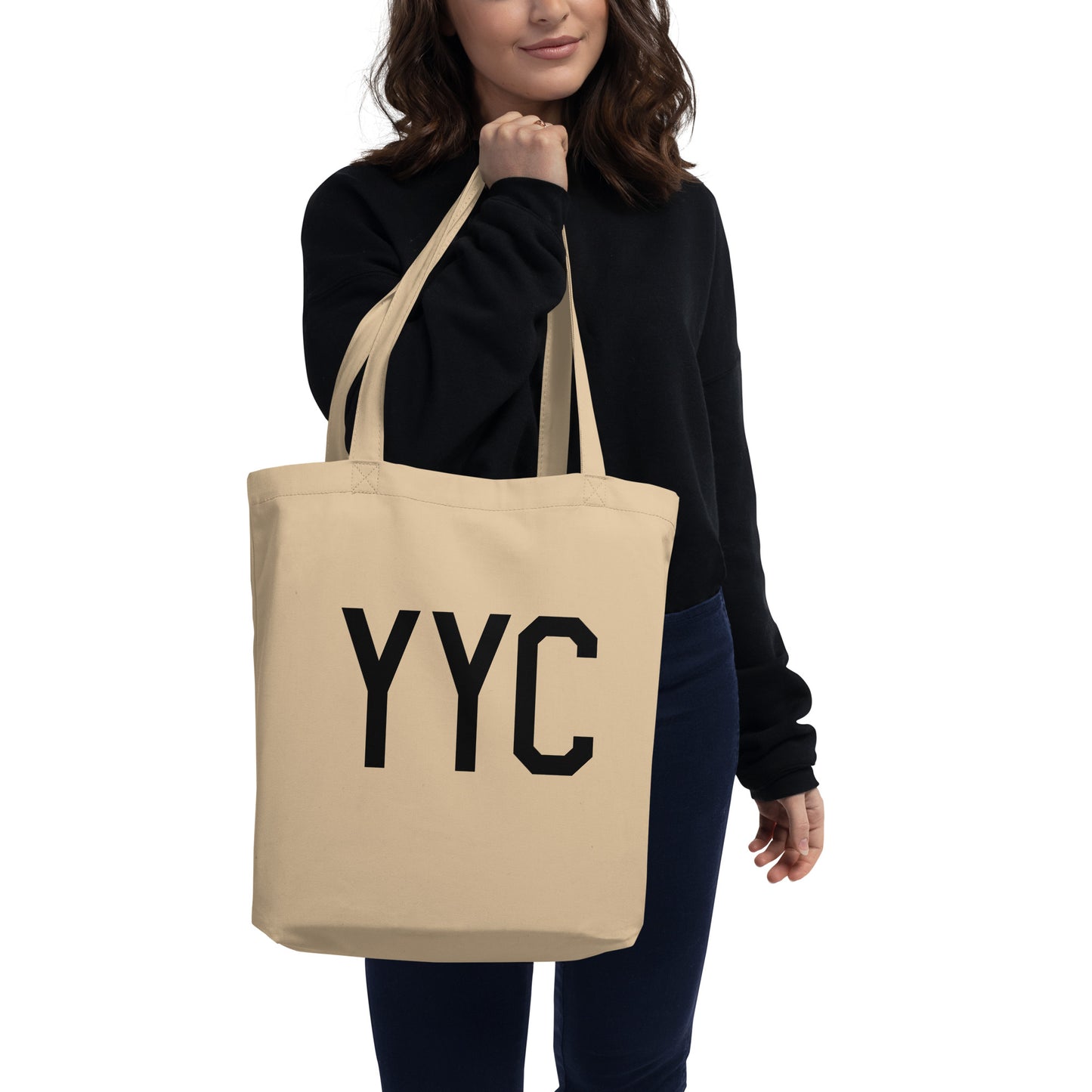 Airport Code Organic Tote - Black • YYC Calgary • YHM Designs - Image 03