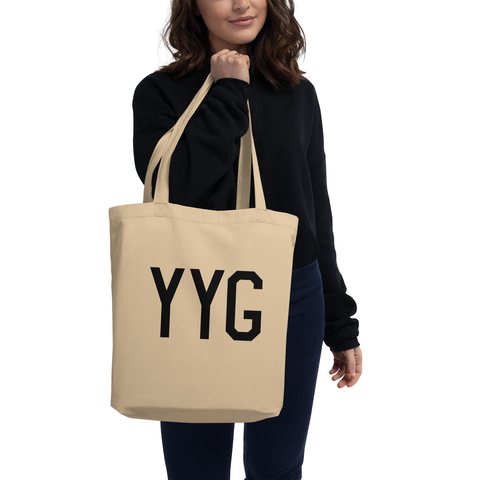 Aviation Gift Organic Tote - Black • YYG Charlottetown • YHM Designs - Image 03