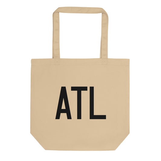 Airport Code Organic Tote - Black • ATL Atlanta • YHM Designs - Image 01