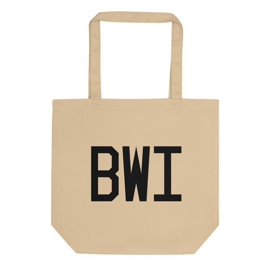 Aviation Gift Organic Tote - Black • BWI Baltimore • YHM Designs - Image 01