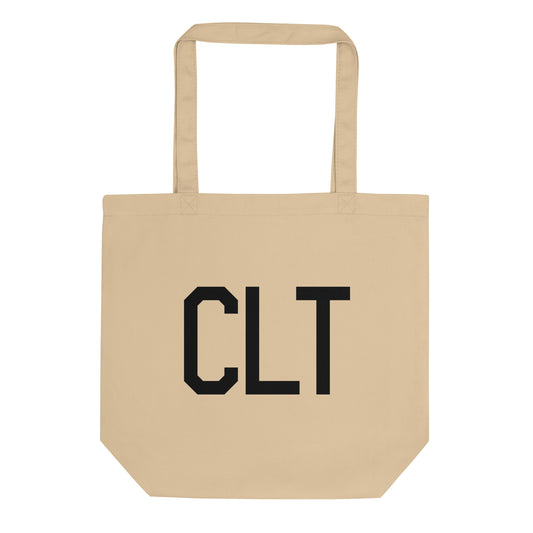Airport Code Organic Tote - Black • CLT Charlotte • YHM Designs - Image 01