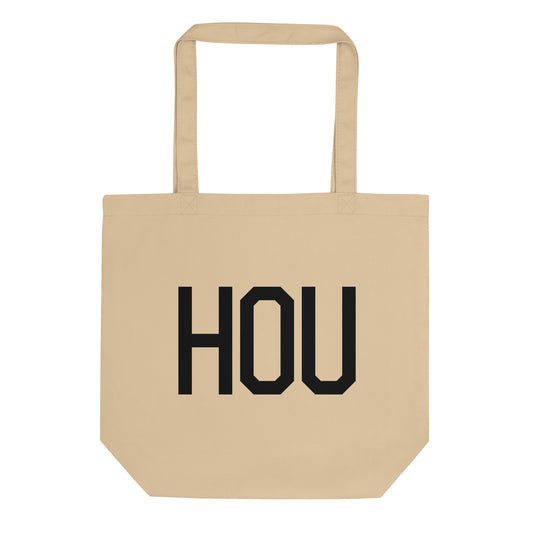 Airport Code Organic Tote - Black • HOU Houston • YHM Designs - Image 01