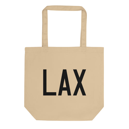 Aviation Gift Organic Tote - Black • LAX Los Angeles • YHM Designs - Image 01