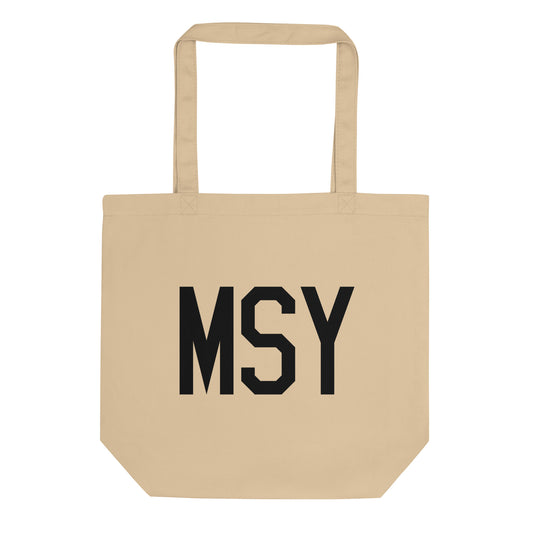 Aviation Gift Organic Tote - Black • MSY New Orleans • YHM Designs - Image 01