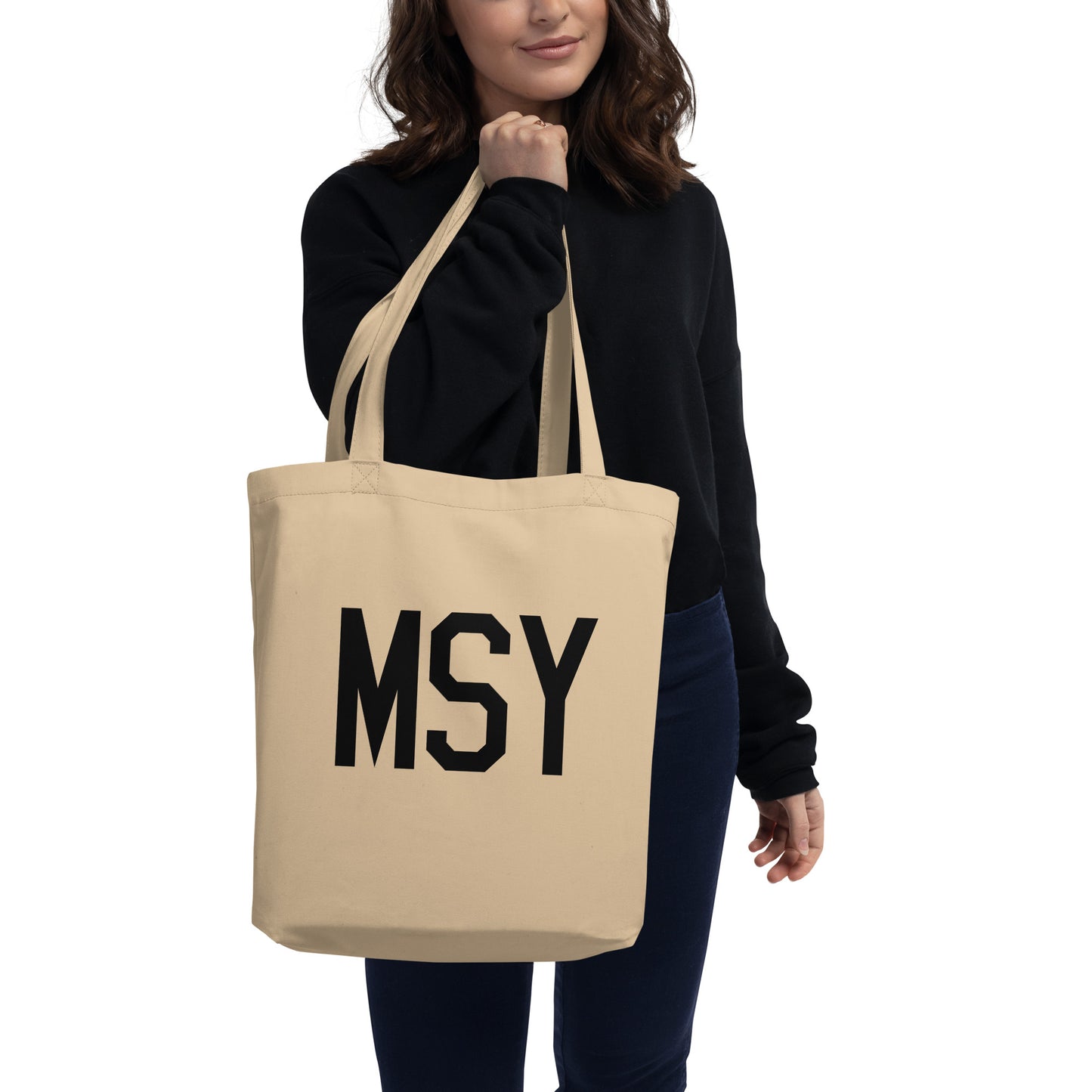 Aviation Gift Organic Tote - Black • MSY New Orleans • YHM Designs - Image 03