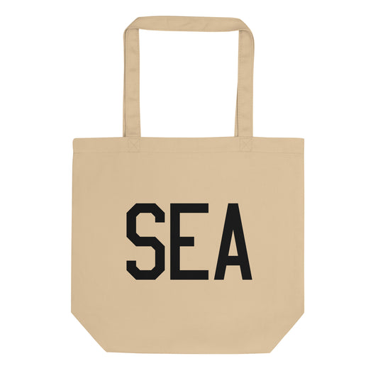 Aviation Gift Organic Tote - Black • SEA Seattle • YHM Designs - Image 01