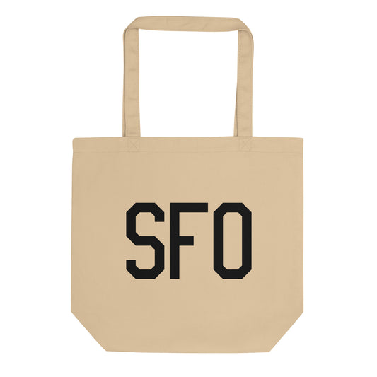 Aviation Gift Organic Tote - Black • SFO San Francisco • YHM Designs - Image 01