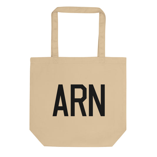 Airport Code Organic Tote - Black • ARN Stockholm • YHM Designs - Image 01