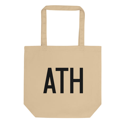 Airport Code Organic Tote - Black • ATH Athens • YHM Designs - Image 01