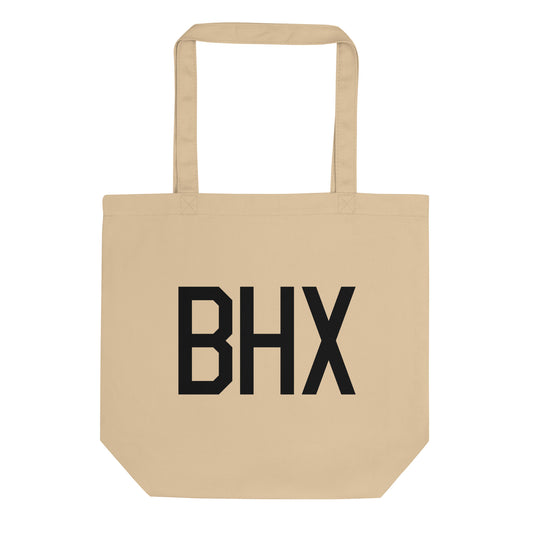Airport Code Organic Tote - Black • BHX Birmingham • YHM Designs - Image 01