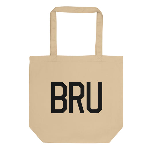Airport Code Organic Tote - Black • BRU Brussels • YHM Designs - Image 01