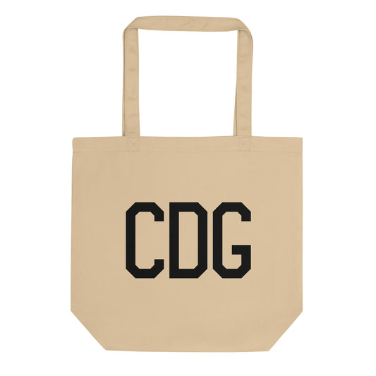 Airport Code Organic Tote - Black • CDG Paris • YHM Designs - Image 01