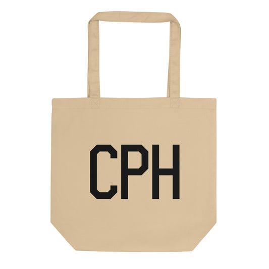 Airport Code Organic Tote - Black • CPH Copenhagen • YHM Designs - Image 01