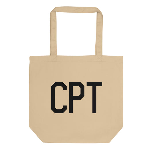 Airport Code Organic Tote - Black • CPT Cape Town • YHM Designs - Image 01