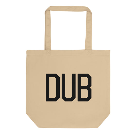 Airport Code Organic Tote - Black • DUB Dublin • YHM Designs - Image 01