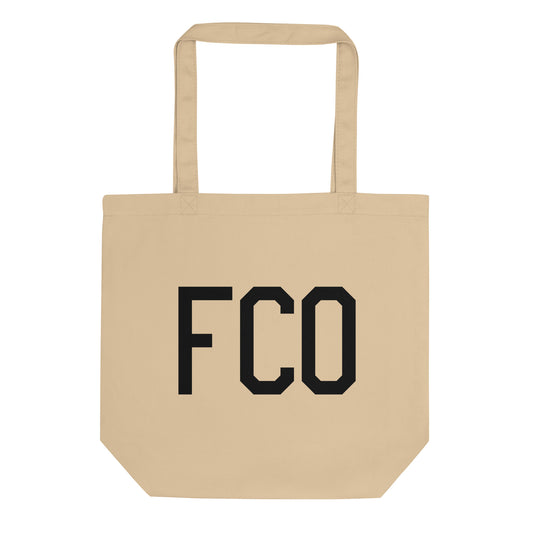 Airport Code Organic Tote - Black • FCO Rome • YHM Designs - Image 01