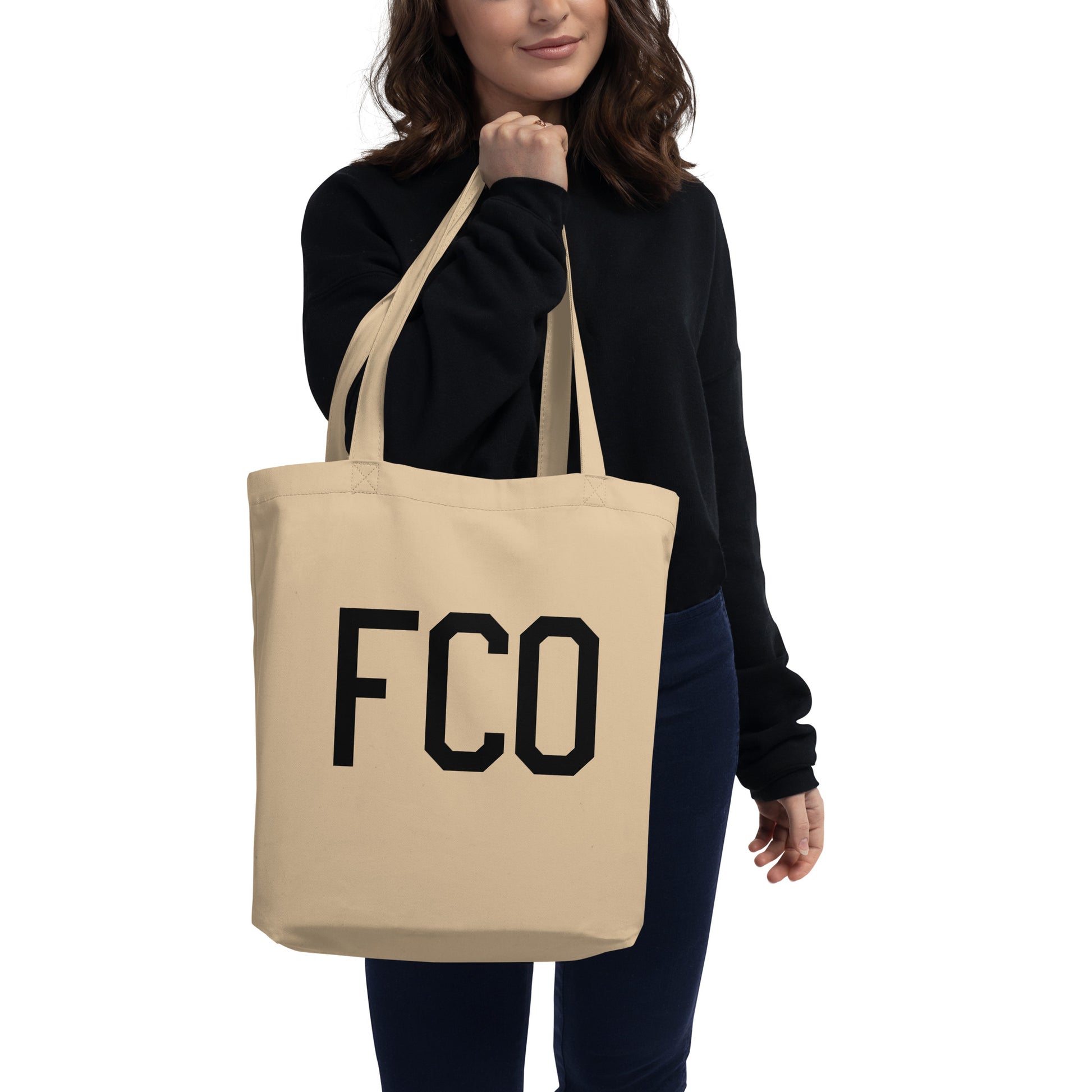 Aviation Gift Organic Tote - Black • FCO Rome • YHM Designs - Image 03