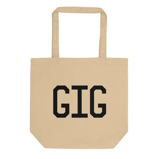 Airport Code Organic Tote - Black • GIG Rio de Janeiro • YHM Designs - Image 01
