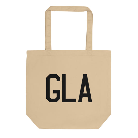 Airport Code Organic Tote - Black • GLA Glasgow • YHM Designs - Image 01