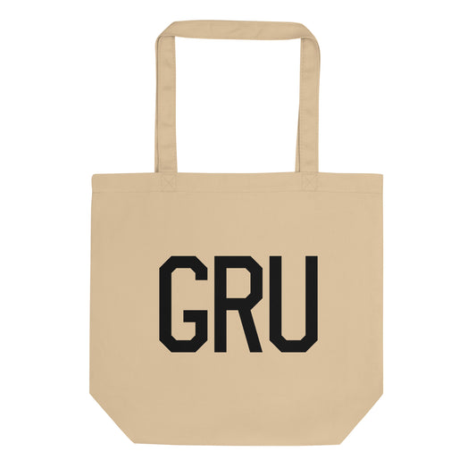 Airport Code Organic Tote - Black • GRU Sao Paulo • YHM Designs - Image 01