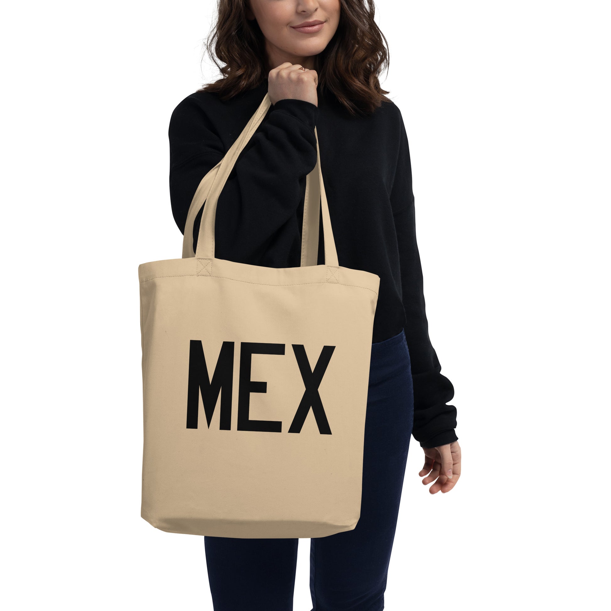 Aviation Gift Organic Tote - Black • MEX Mexico City • YHM Designs - Image 03