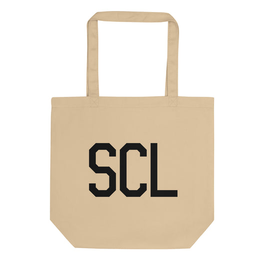 Aviation Gift Organic Tote - Black • SCL Santiago • YHM Designs - Image 01