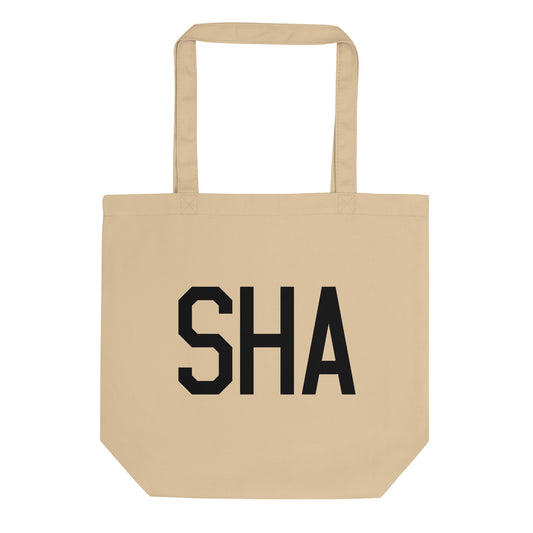 Aviation Gift Organic Tote - Black • SHA Shanghai • YHM Designs - Image 01