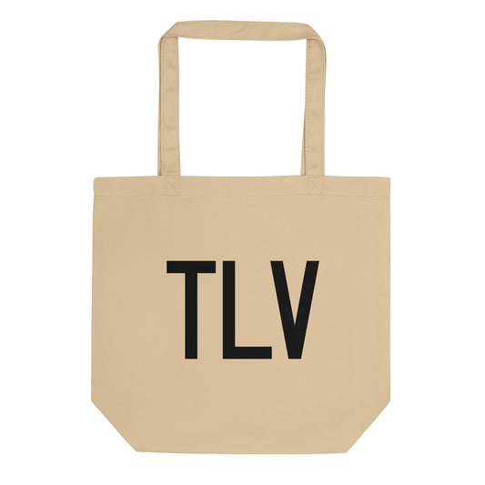 Airport Code Organic Tote - Black • TLV Tel Aviv • YHM Designs - Image 01
