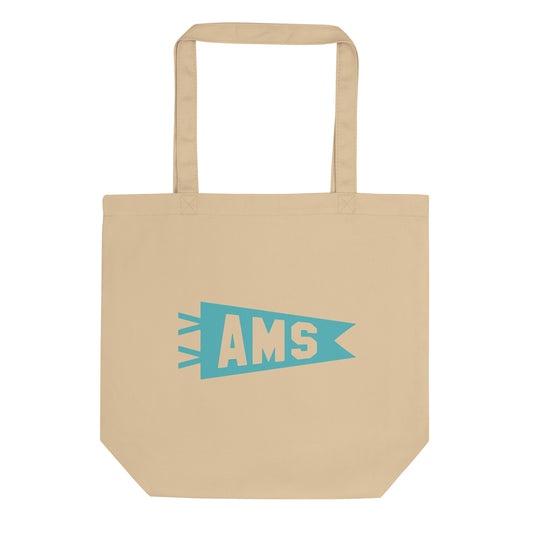 Cool Travel Gift Organic Tote Bag - Viking Blue • AMS Amsterdam • YHM Designs - Image 01