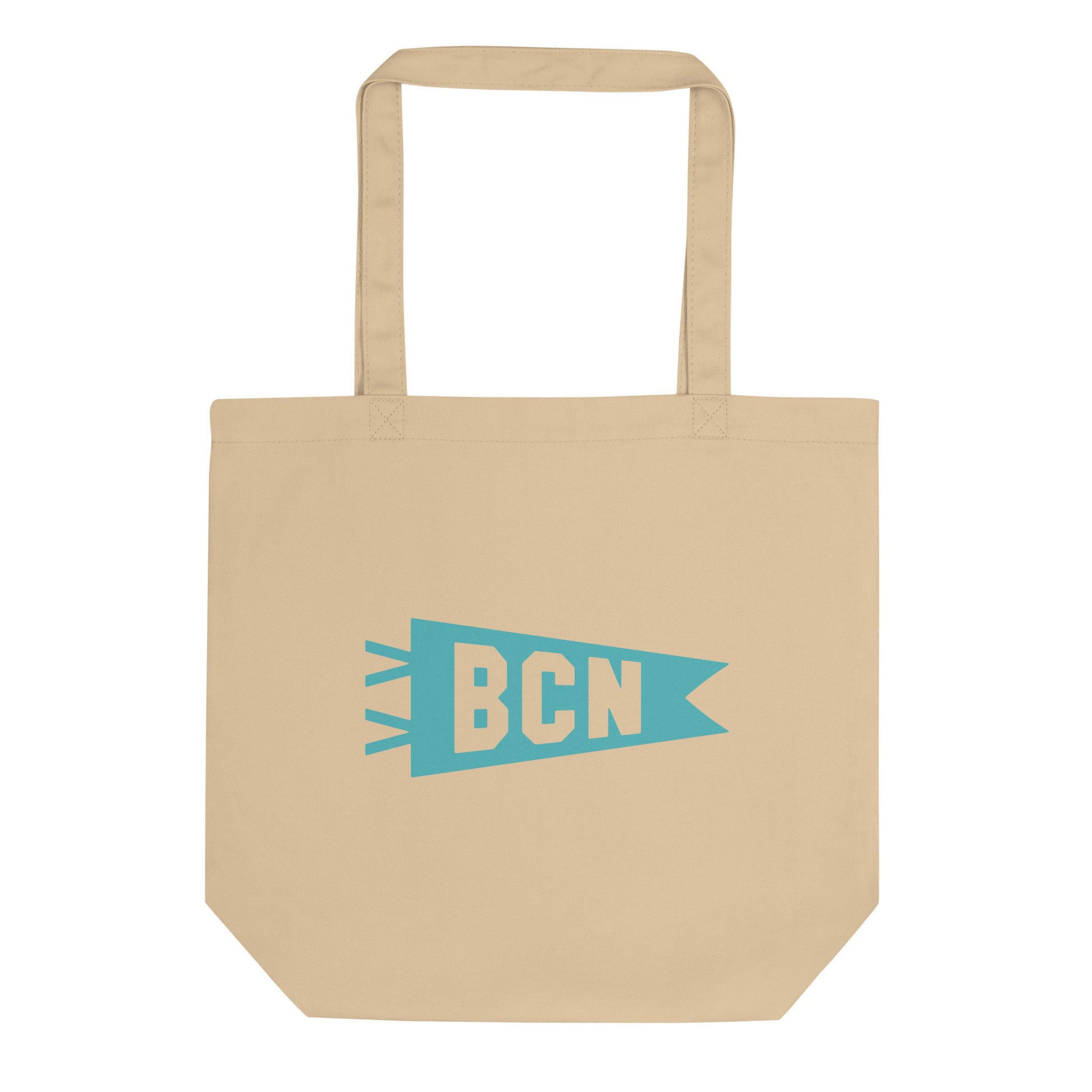 Cool Travel Gift Organic Tote Bag - Viking Blue • BCN Barcelona • YHM Designs - Image 01