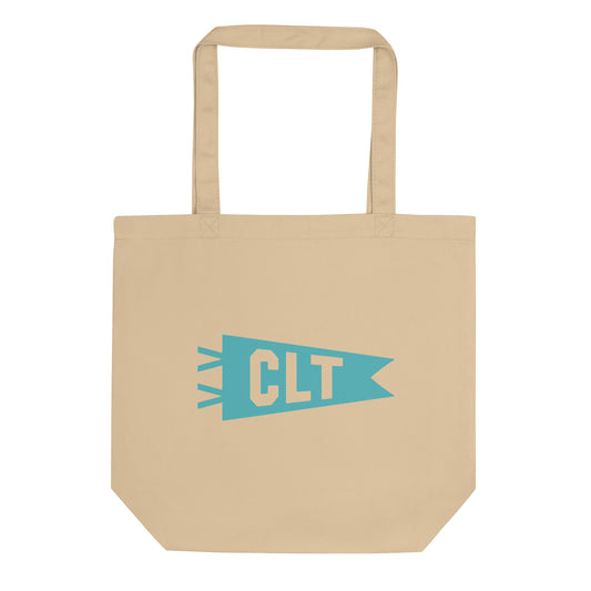 Cool Travel Gift Organic Tote Bag - Viking Blue • CLT Charlotte • YHM Designs - Image 01