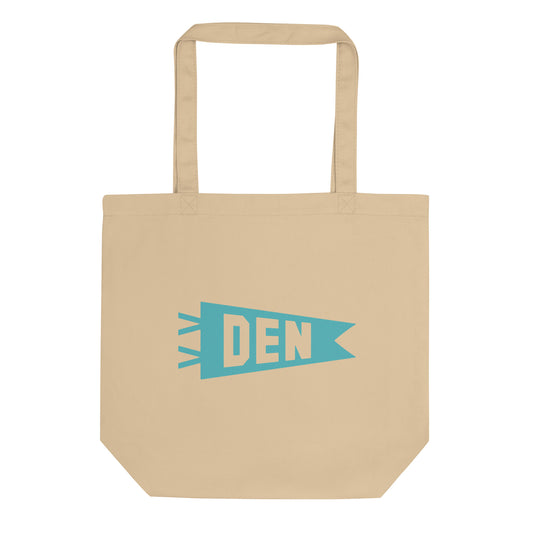 Cool Travel Gift Organic Tote Bag - Viking Blue • DEN Denver • YHM Designs - Image 01