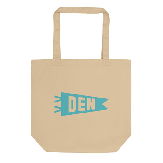 Cool Travel Gift Organic Tote Bag - Viking Blue • DEN Denver • YHM Designs - Image 01